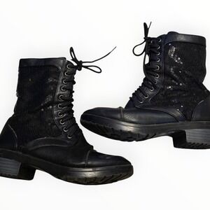 Double Platinum Performancewear SWAGC Black Sequin Combat Boots Girls Size 4